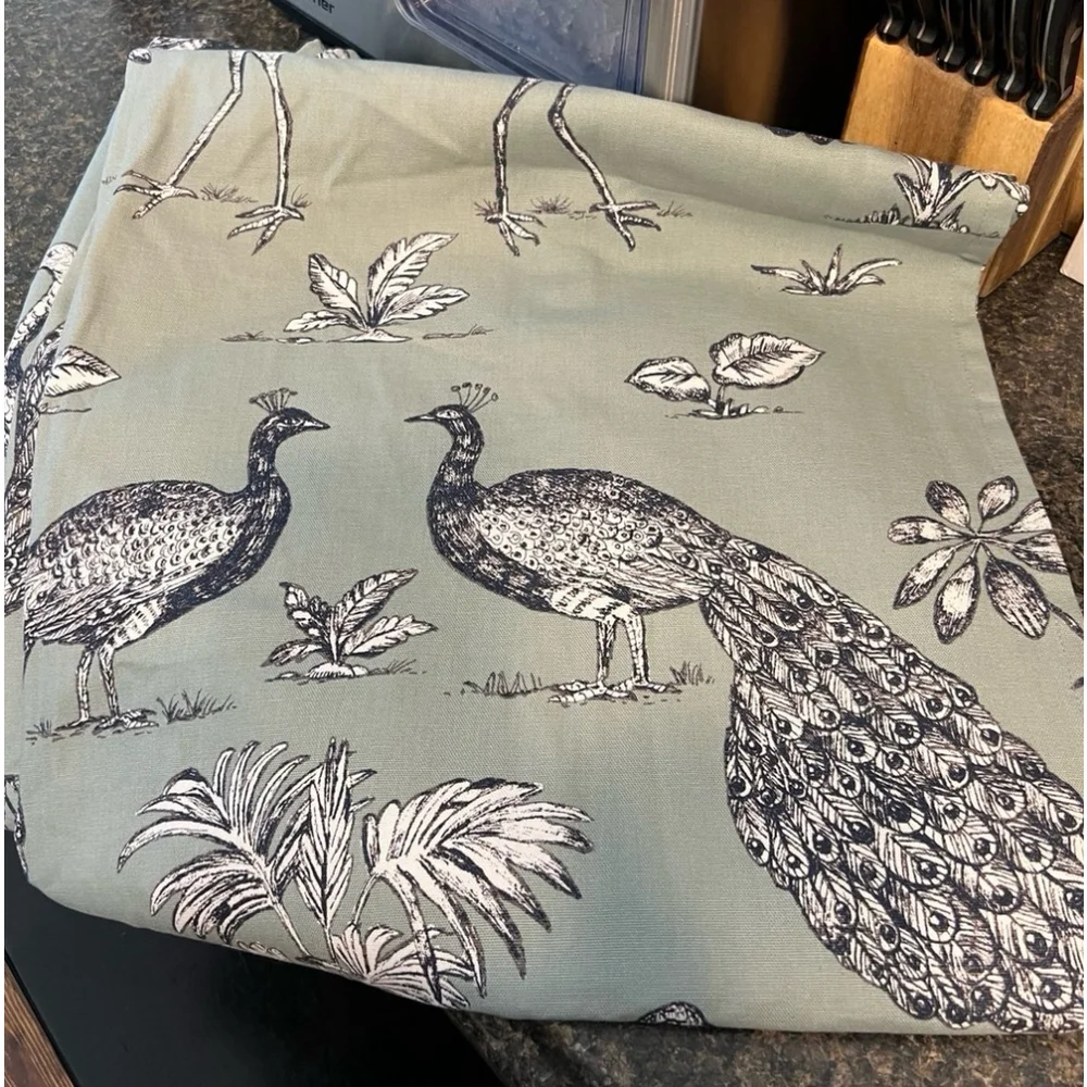 World Market Peacock and Botanical Shower Curtain 72x72